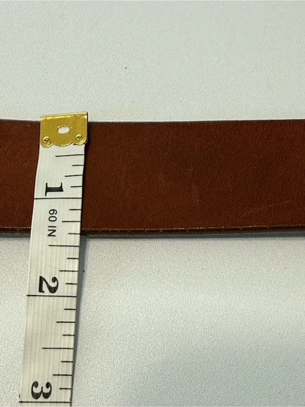 J.Crew Genuine Leather Belt Size 36 Brown Cognac Brass Buckle Classic Casual